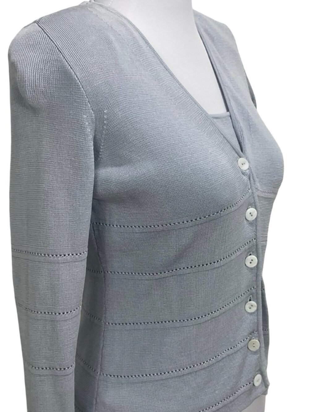 Dana Buchman Petite Silk Light Blue Cardigan & Tank Top Small P - Picture 4 of 5